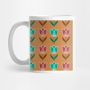 Bright and colourful tulips pattern in Sundial mustard yellow Mug